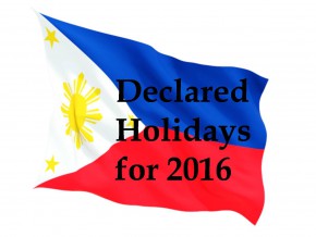 Schedule of Holidays in 2016