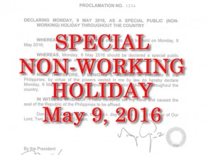 Election Day declared as a special non-working holiday