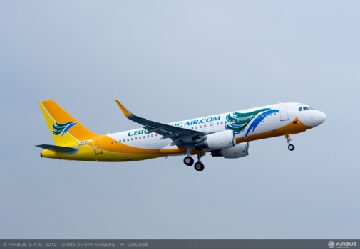 CEB's Airbus A320 with Sharklets during takeoff
