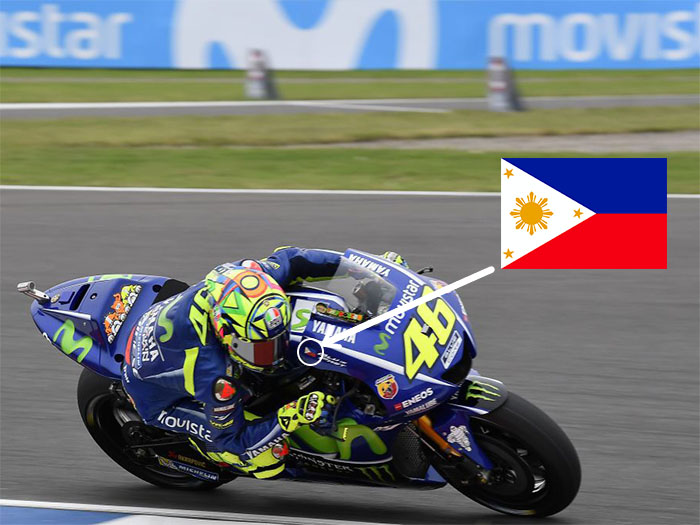 filipino flag motorcycle helmet FX-17 Italian motorcyclist Valentino Rossi brings