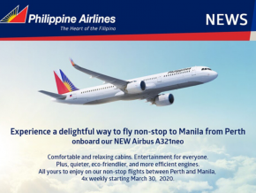 PAL to Add Direct Flights Between Manila and Perth Starting March 2020