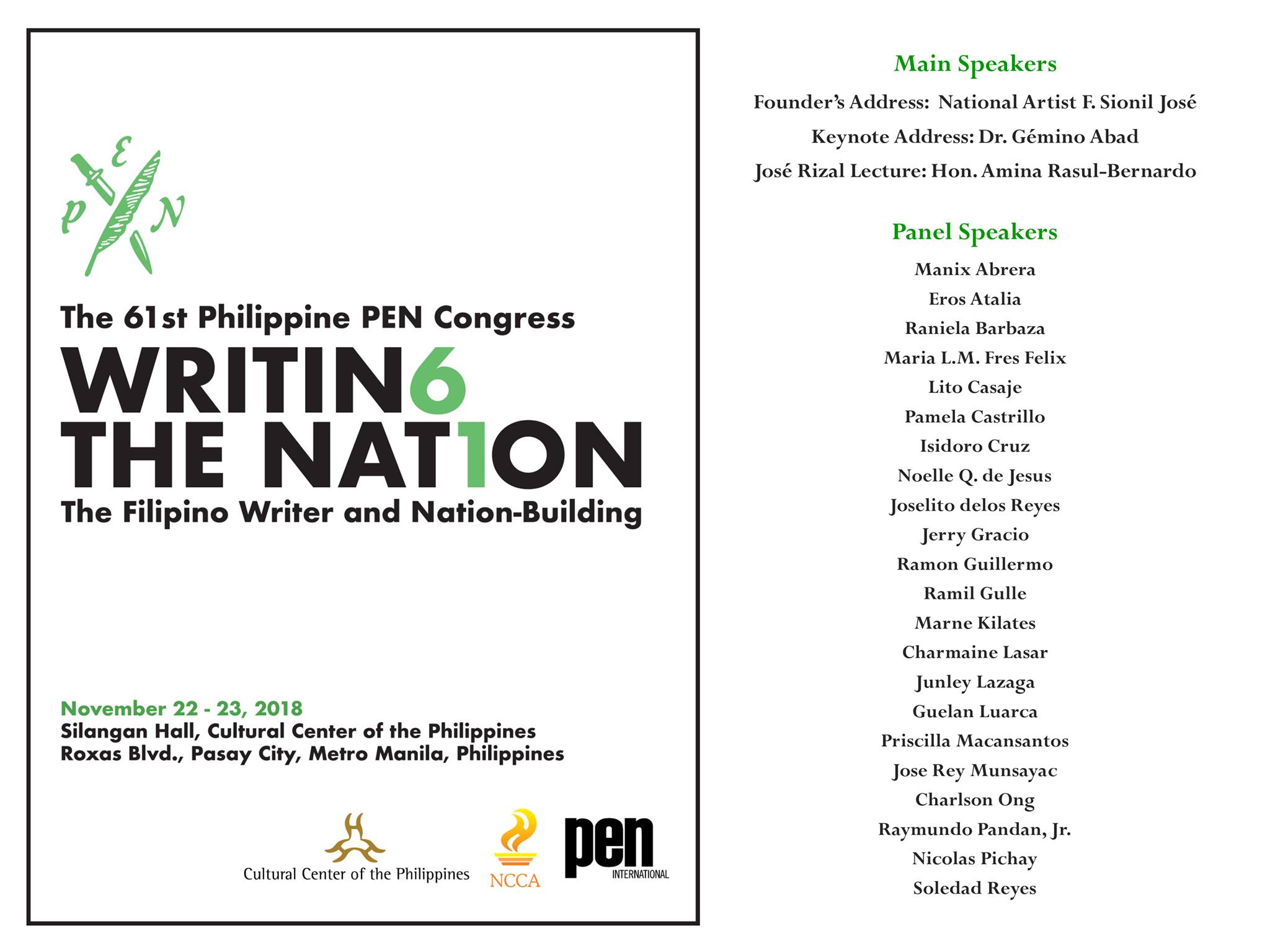Philippine Pen To Hold 61st National Congress This November 22 And 23 Philippine Primer
