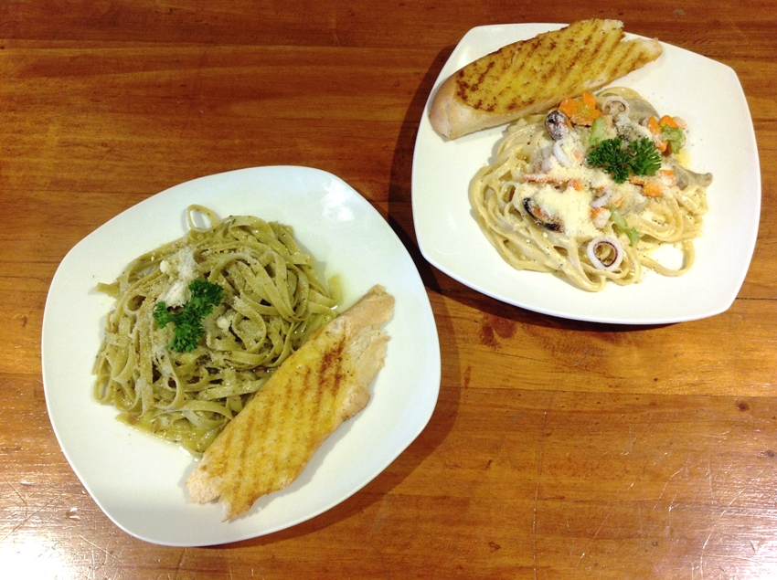 PHOTO 6 (L-R) CaRobinara (P 120) and Sherlock's Seafood Pasta (P 140)